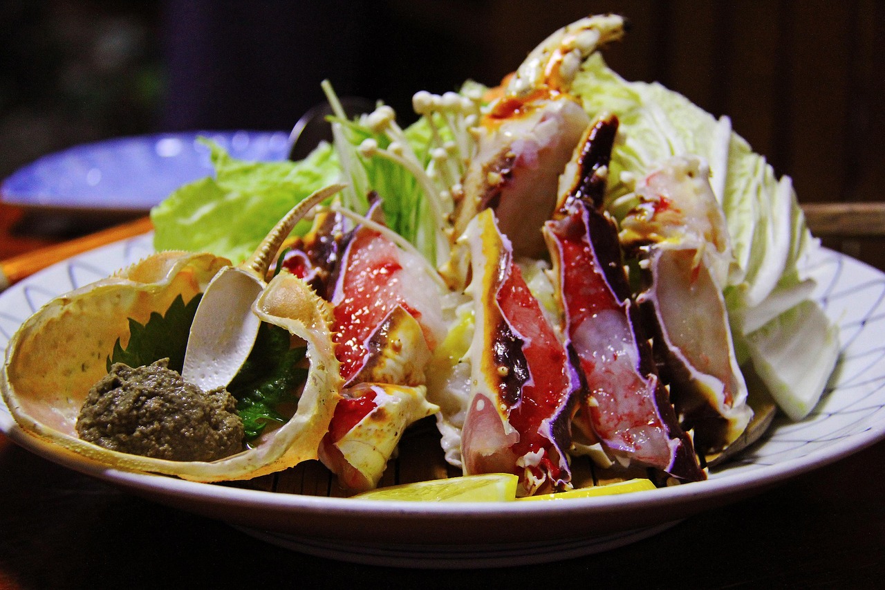King crab and snow crab served on a plate in Hokkaido