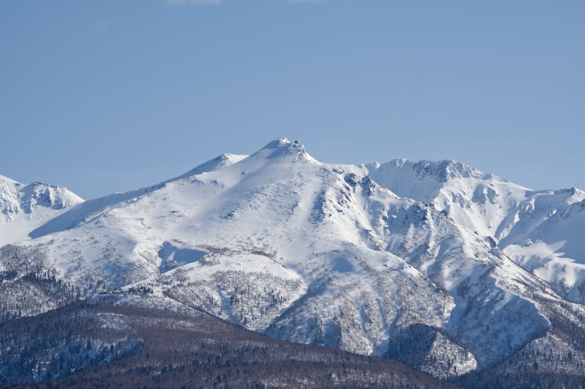 Mount Asahi snow-capped peak in Daisetsuzan National Park Hokkaido