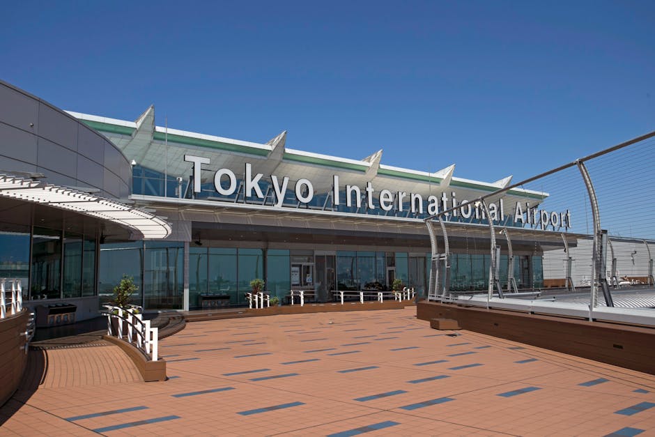 Airport terminal building in Japan on a clear day