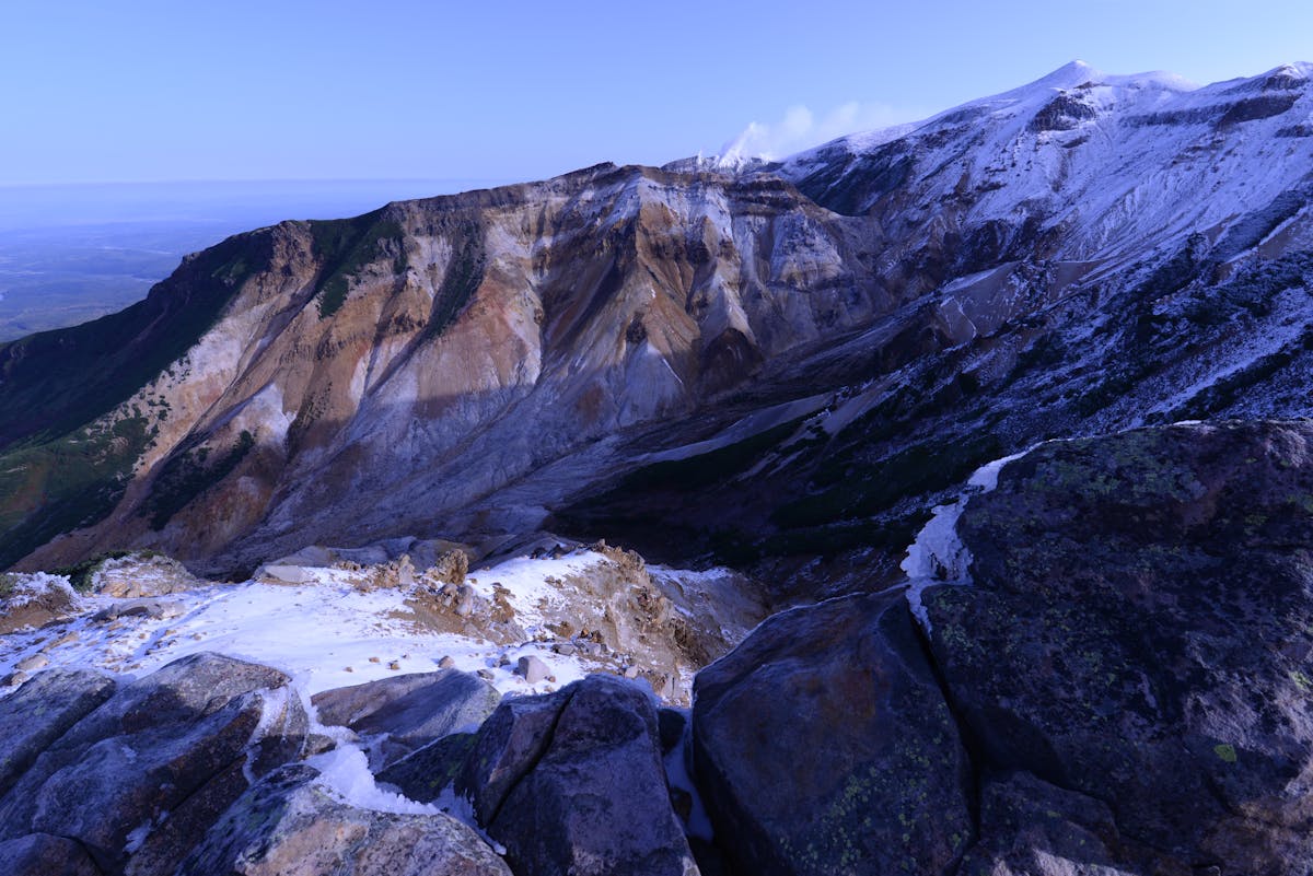 Rocky and snowy mountain terrain in Kamikawa, Hokkaido