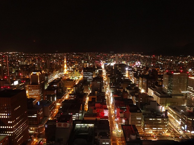 Night view of Sapporo city from Sapporo TV Tower