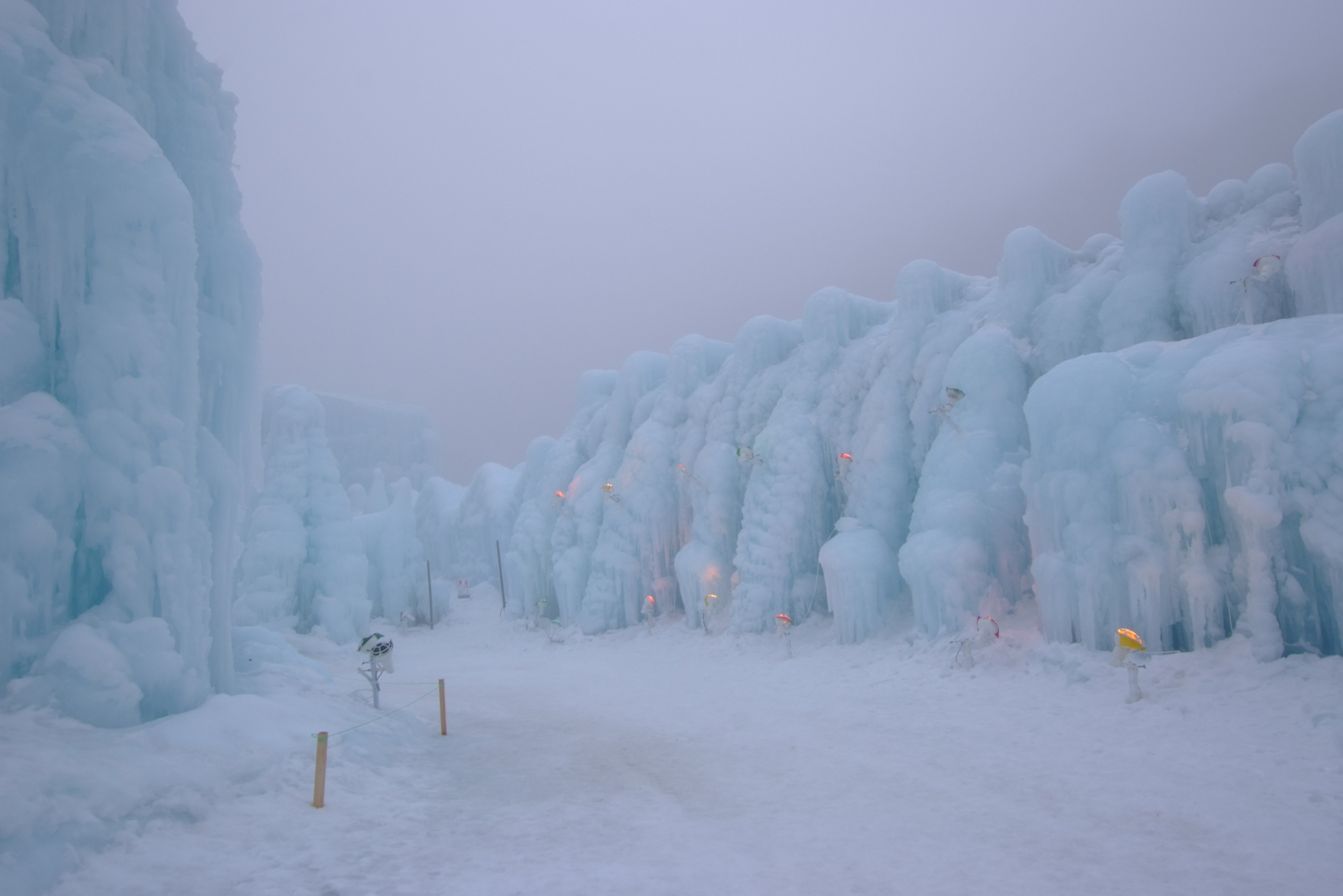 Ice sculptures illuminated at the Lake Shikotsu Ice Festival in Hokkaido