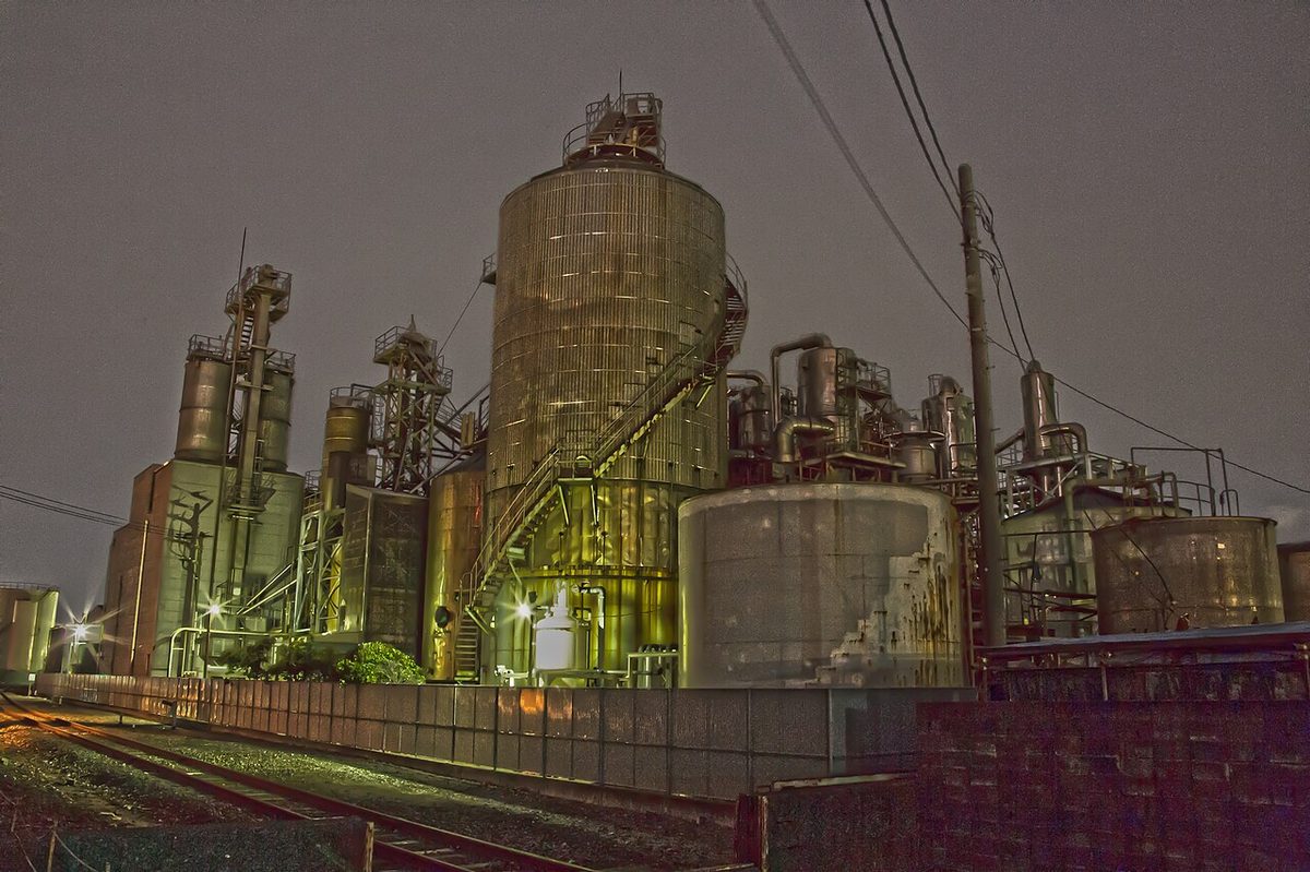 Factory Night View in Hokkaido Japan