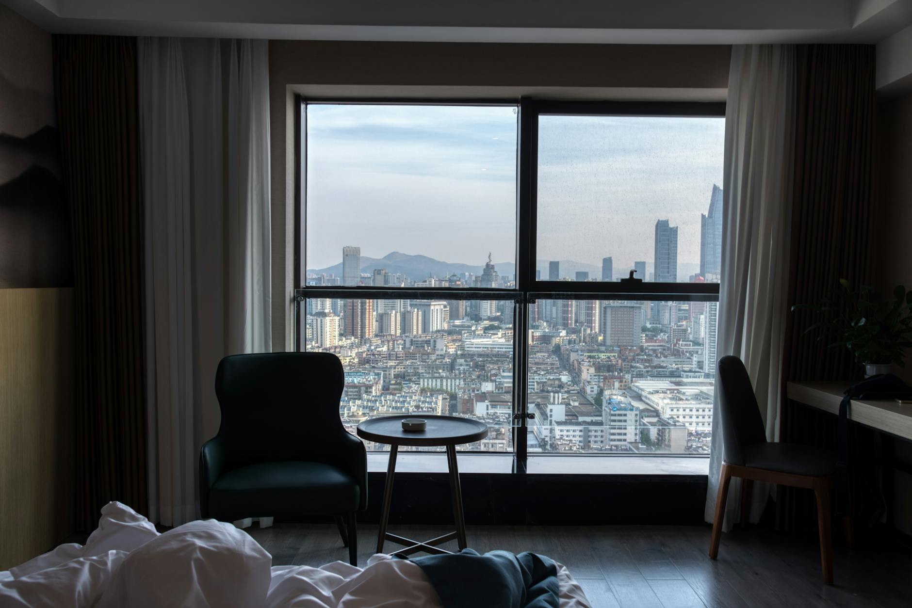 japanese hotel room window city view