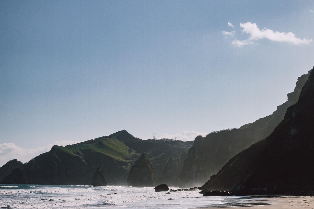 Dramatic cliffs and blue ocean along the Hokkaido coastline