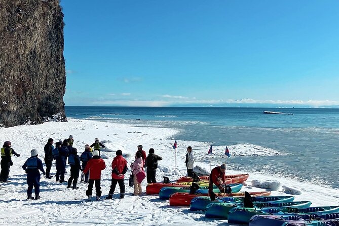 Drift-ice kayaking & steamed and grilled seafood on Okhotsk Sea - Choosing between Notsuiwa Coast and Mokoto River