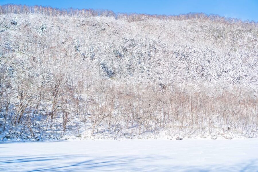 Lake Tachibana: Snowshoe to a frozen lake! - A frozen lake far from the usual Noboribetsu route