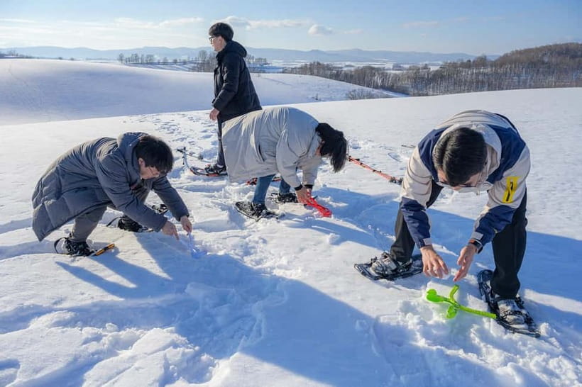 Snowshoeing on a Sparkling Biei Hill & Winter Cafe Time - Snowshoe gear that makes the hill accessible